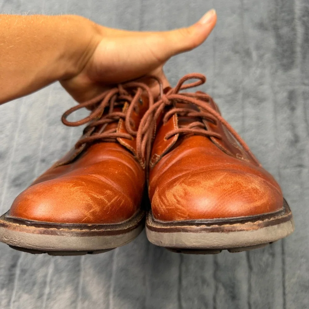 Clarks 1825 Unstructured Un.Bizley Plain Brown Leather Derby Shoes Mens 8.5W